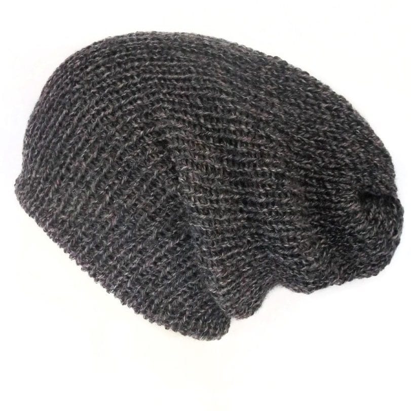Charcoal recycled yarn beanie hat, Unisex, Handmade in Edinburgh Scotland – Lelsloom