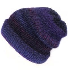 Blueberry purple chunky slouchy beanie hat, handmade in Edinburgh by lelsloom
