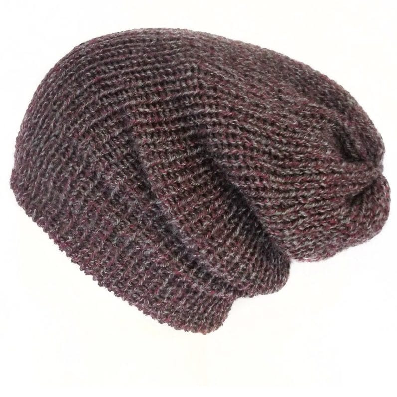 Merlot recycled yarn beanie hat, Unisex, Handmade in Edinburgh Scotland – Lelsloom