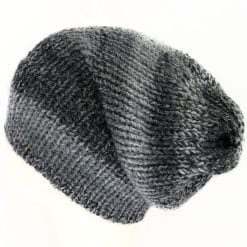 Charcoal chunky slouchy beanie hat handmade in Edinburgh Scotland by Lelsloom