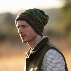 Man wearing green grunge chunky slouchy beanie
